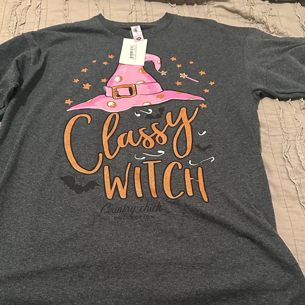 Gray 'Classy Witch' Short Sleeve Tee